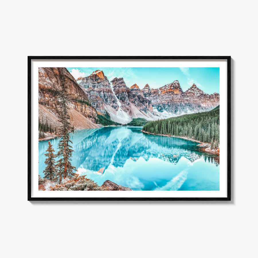 Banff colorful photo poster of Alberta, Canada – horizontal wall art, unframed print shown in interior mockup