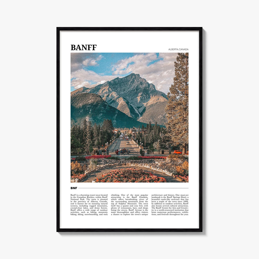 Banff colorful travel poster of Alberta, Canada – vertical wall art, unframed print shown in interior mockup