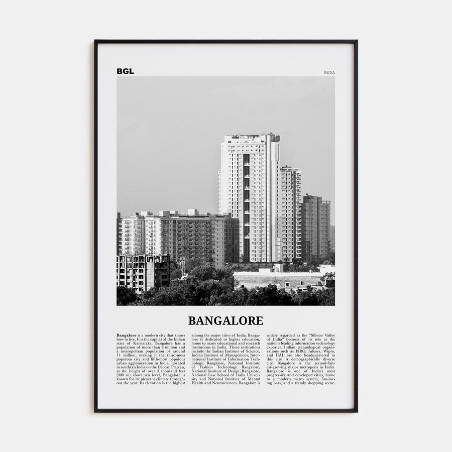 Bangalore Poster None / 8x12 in Nbourhood Travel B&W Poster