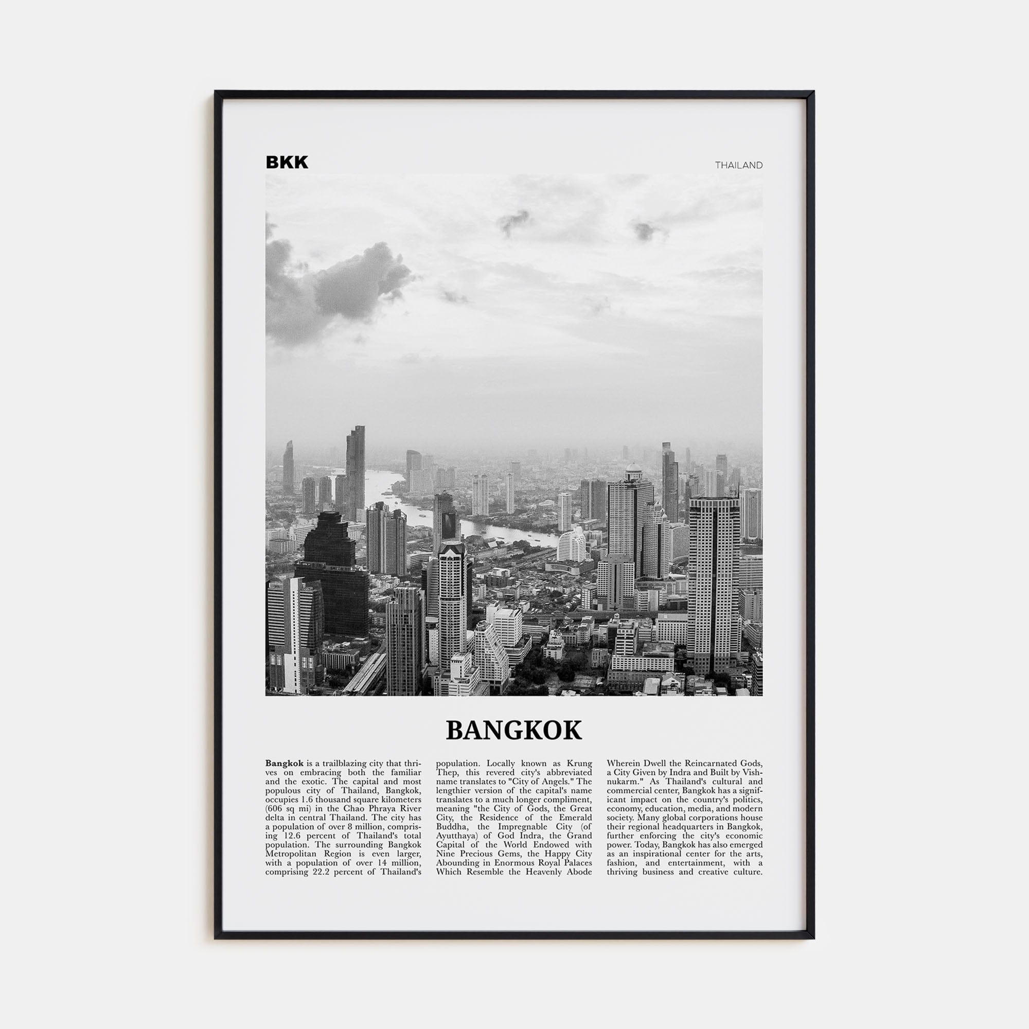 Bangkok No 2 Poster None / 8x12 in Nbourhood Travel B&W Poster