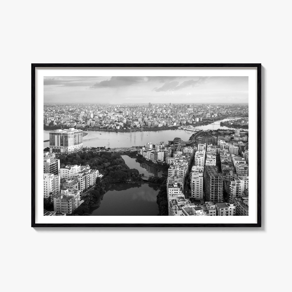 Bangladesh black & white photo poster of Asia – horizontal wall art, unframed print shown in interior mockup