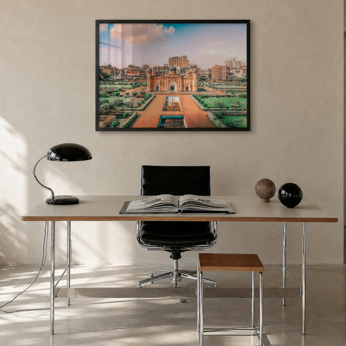 Bangladesh colorful photo poster of Asia – horizontal wall art in black wood frame, hanging on wall