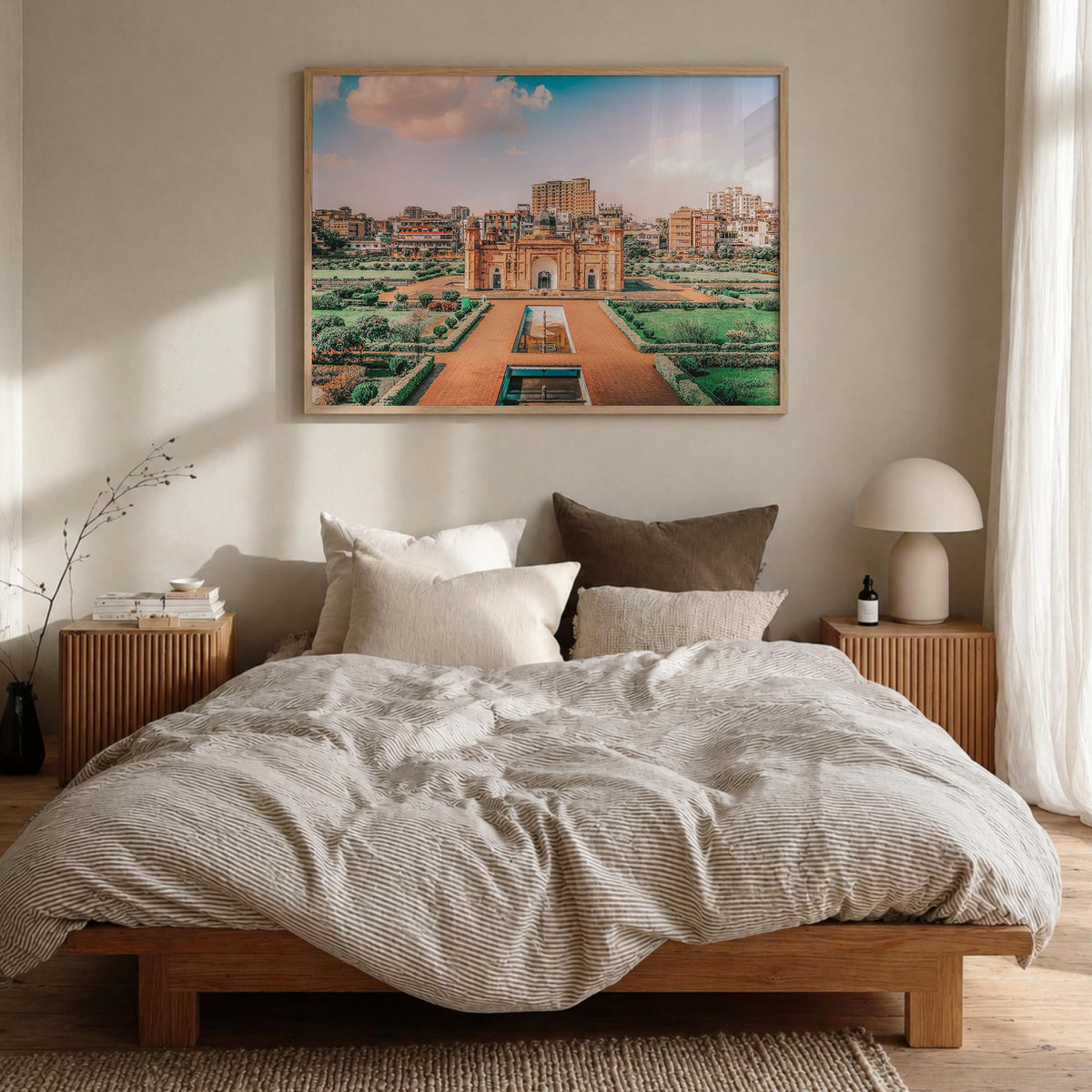 Bangladesh colorful photo poster of Asia – horizontal wall art in natural wood frame, hanging on wall