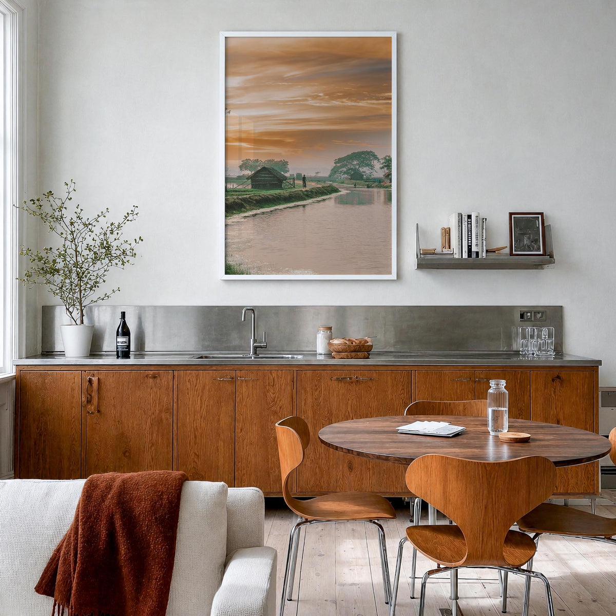 Bangladesh colorful photo poster of Asia – vertical wall art in white wood frame, hanging on wall