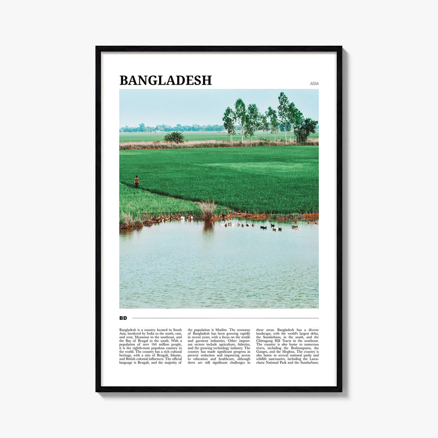 Bangladesh colorful travel poster of Asia – vertical wall art, unframed print shown in interior mockup