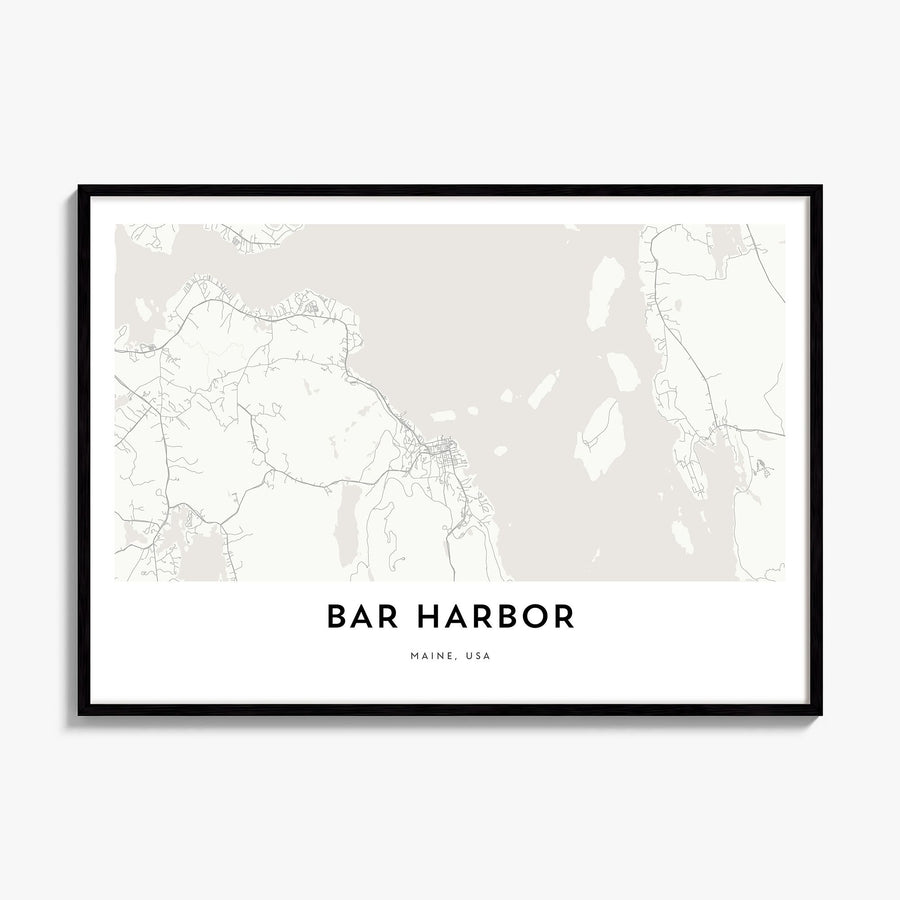 Bar Harbor Map Poster, framed poster mockup