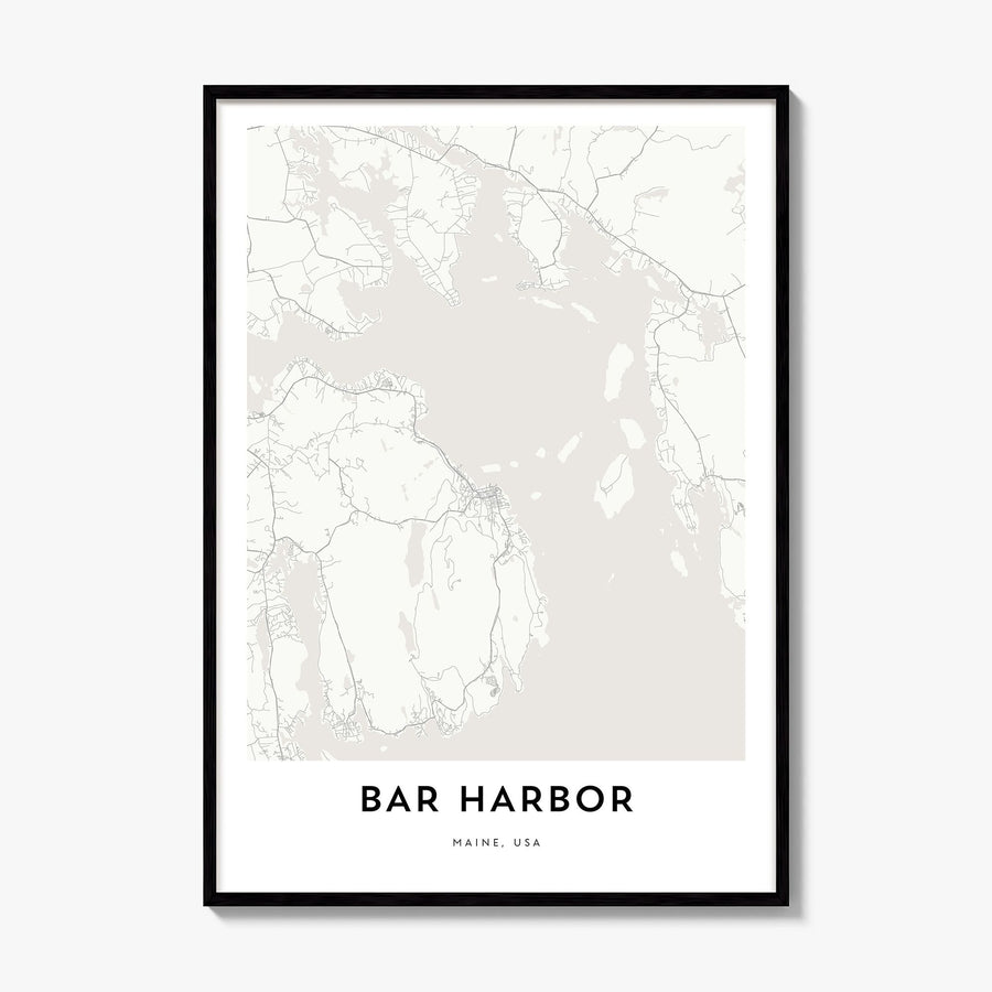 Bar Harbor Map Poster, framed poster mockup