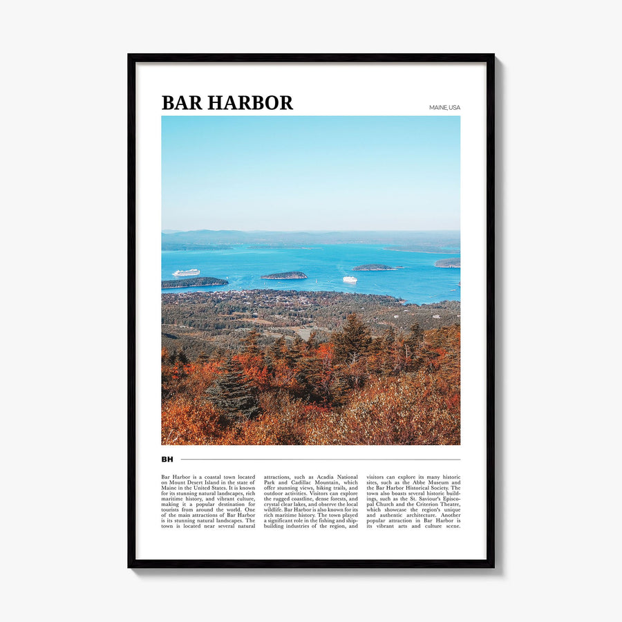Bar Harbor Travel No 1 Poster, framed poster mockup