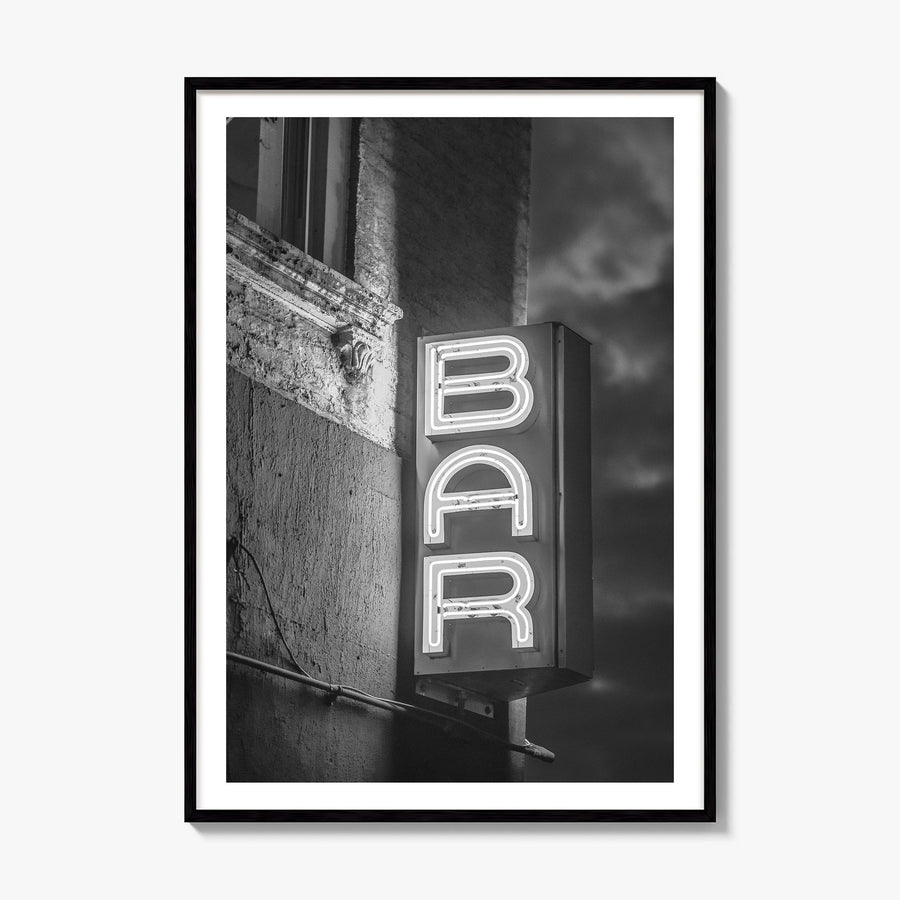 Bar Sign Photo Poster, framed poster mockup, white border