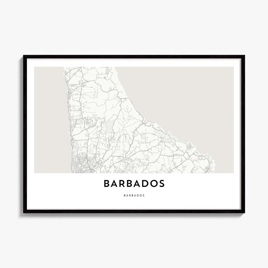 Barbados Map Poster, framed poster mockup