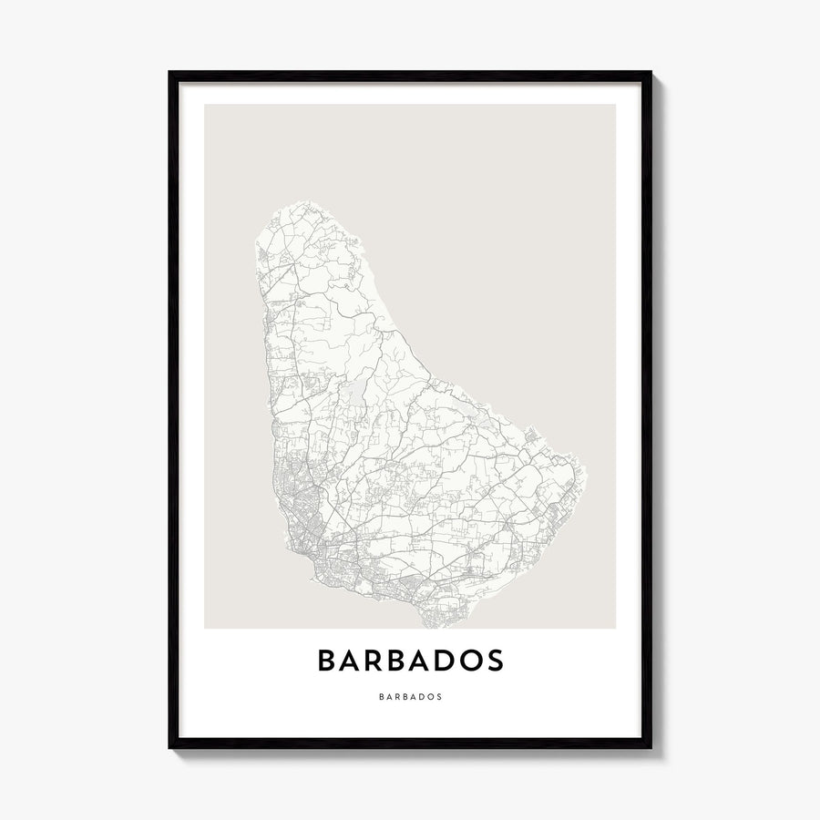 Barbados Map Poster, framed poster mockup