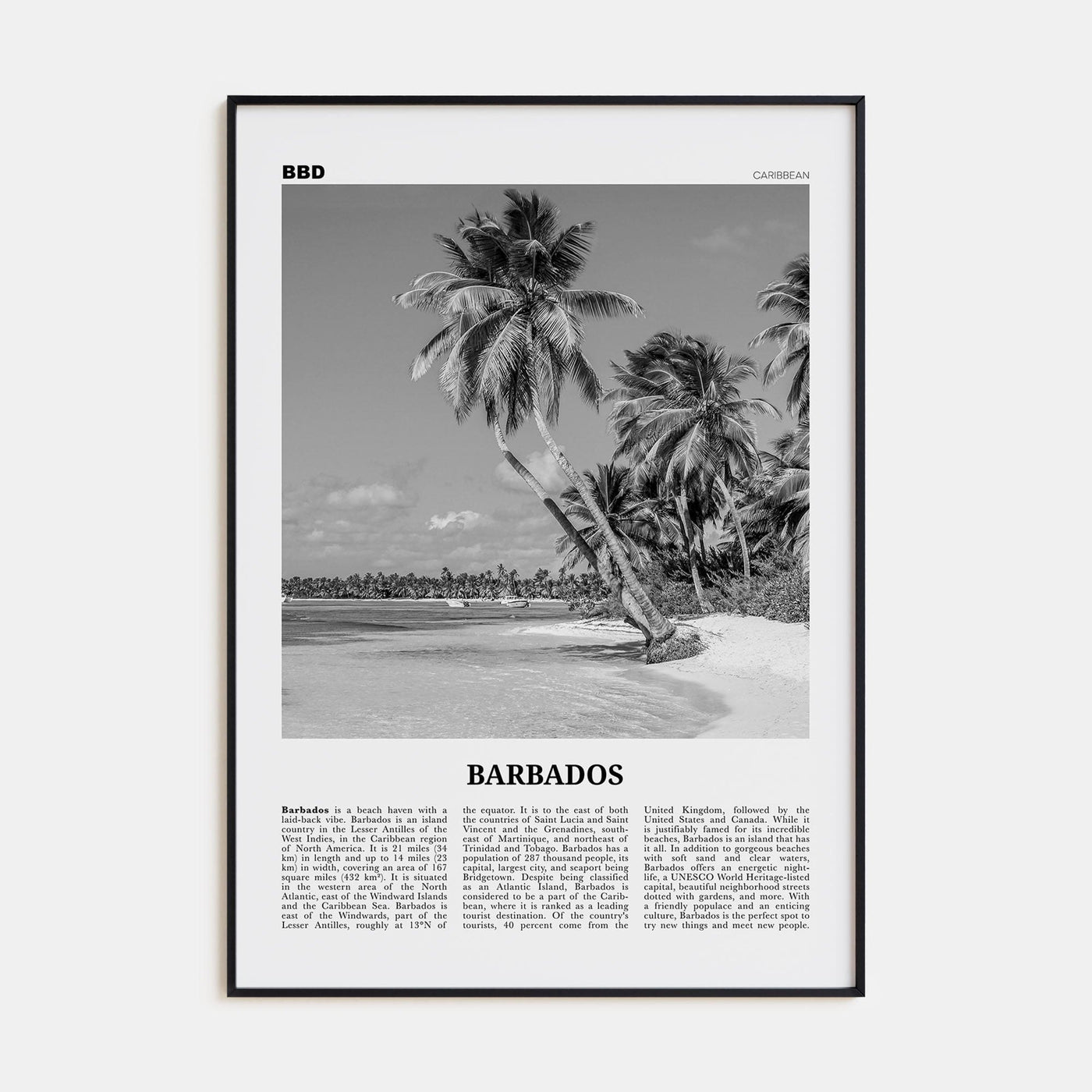 Barbados No 1 Poster None / 8x12 in Nbourhood Travel B&W Poster