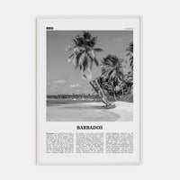 Barbados No 1 Poster White Wood / 8x12 in Nbourhood Travel B&W Poster