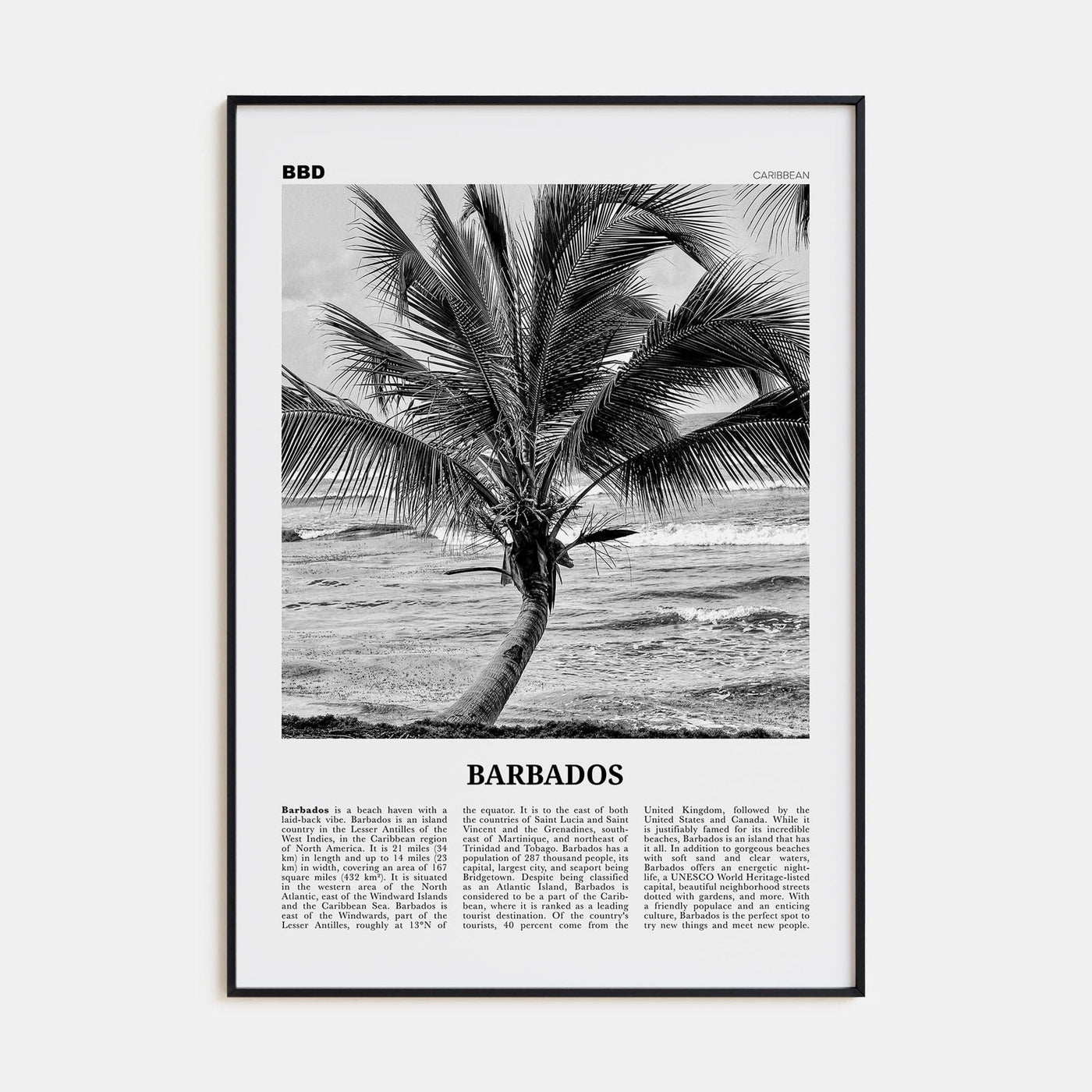 Barbados No 2 Poster None / 8x12 in Nbourhood Travel B&W Poster