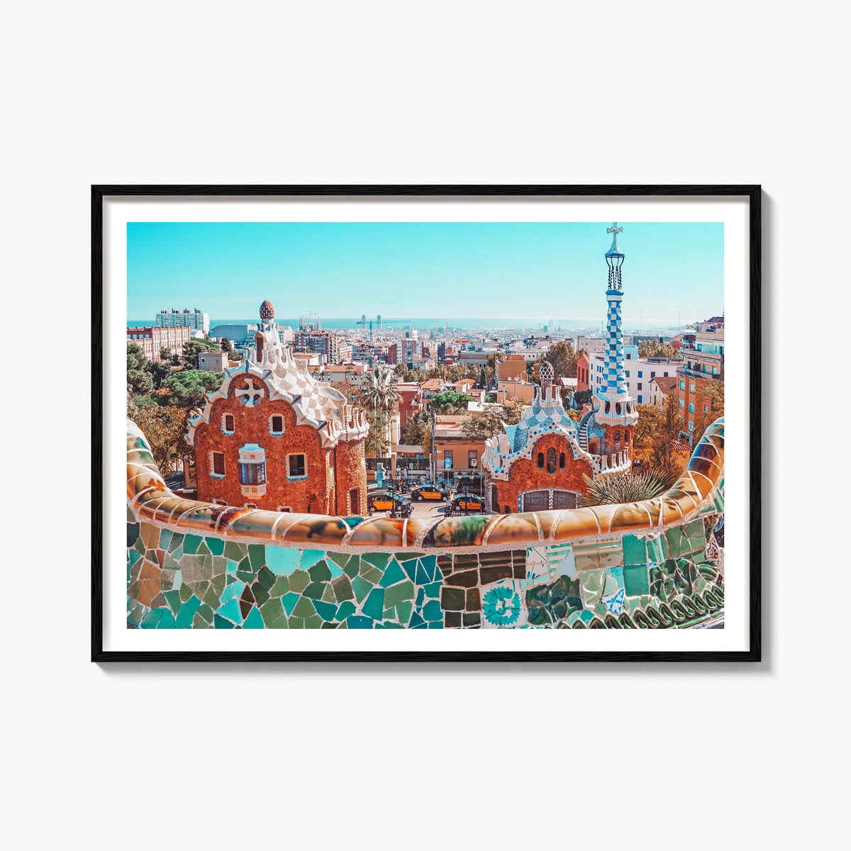 Barcelona colorful photo poster of Spain – horizontal wall art, unframed print shown in interior mockup