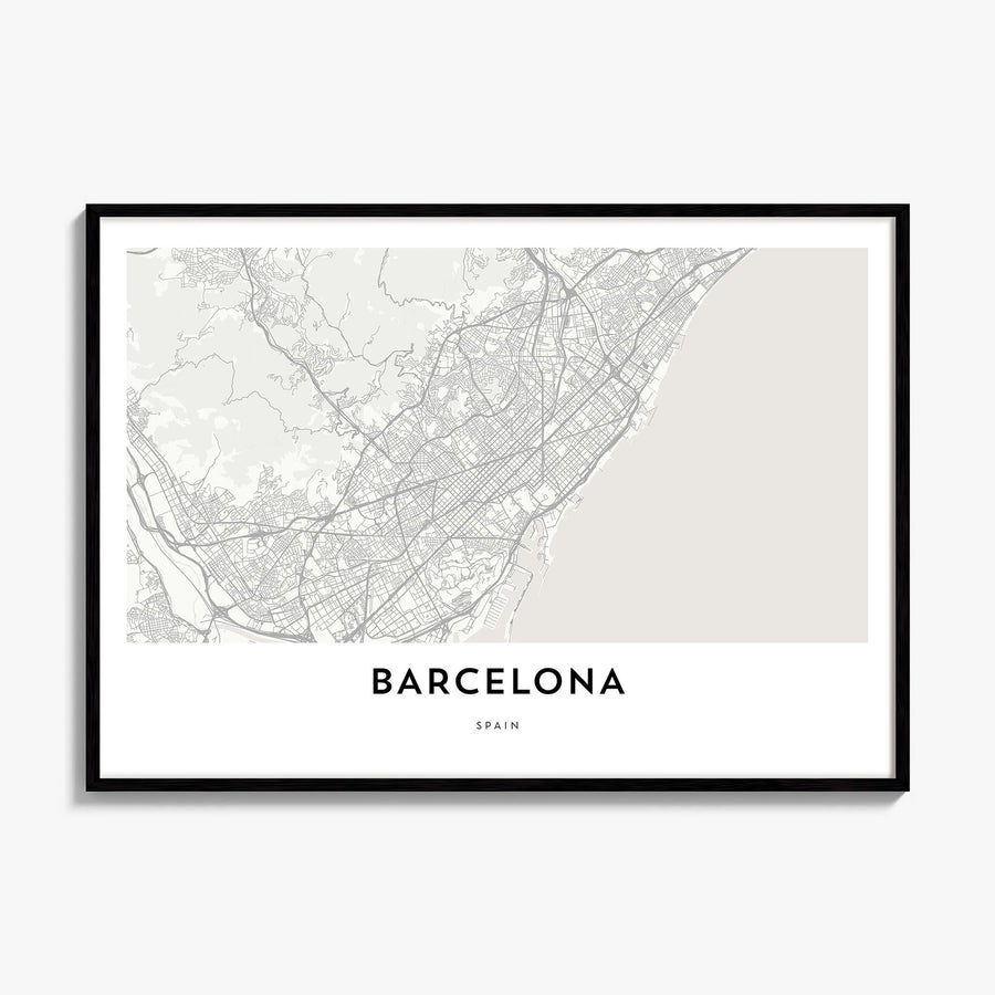 Barcelona Map Poster, framed poster mockup