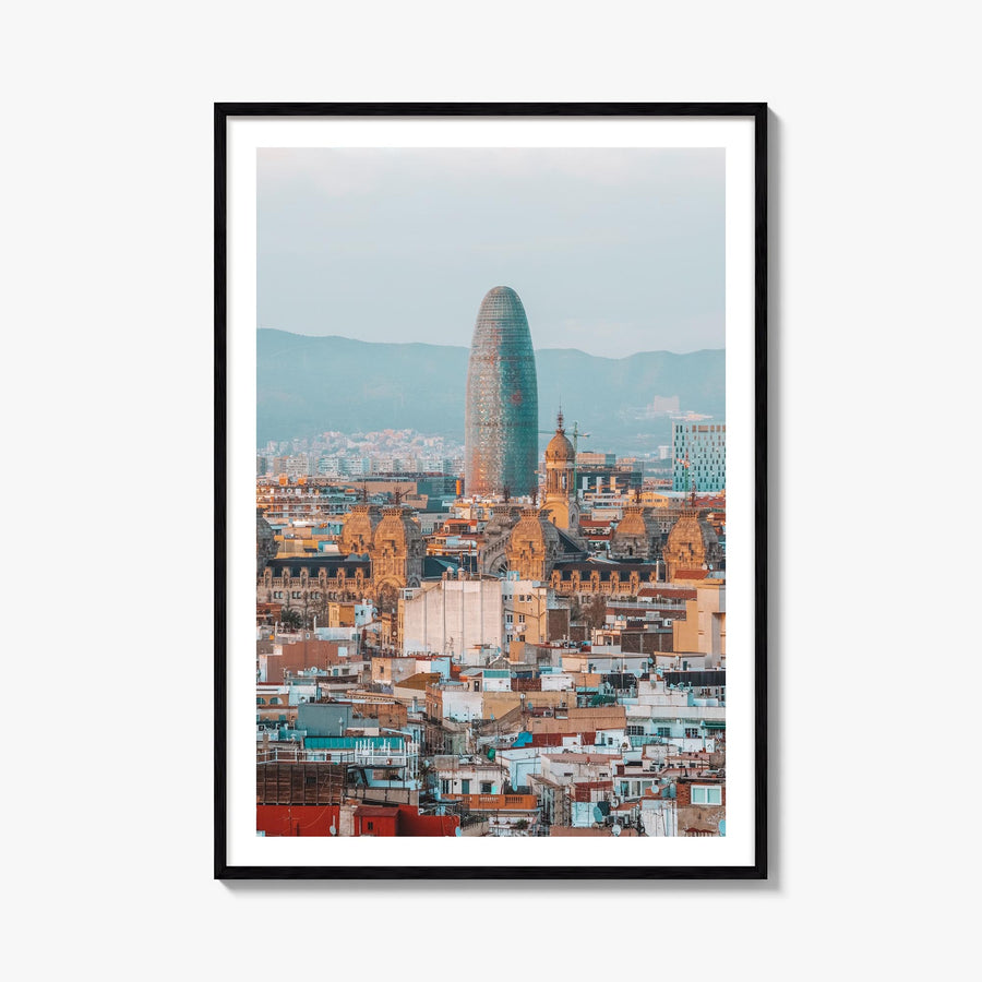 Barcelona no. 1 colorful photo poster of Spain – vertical wall art, unframed print shown in interior mockup