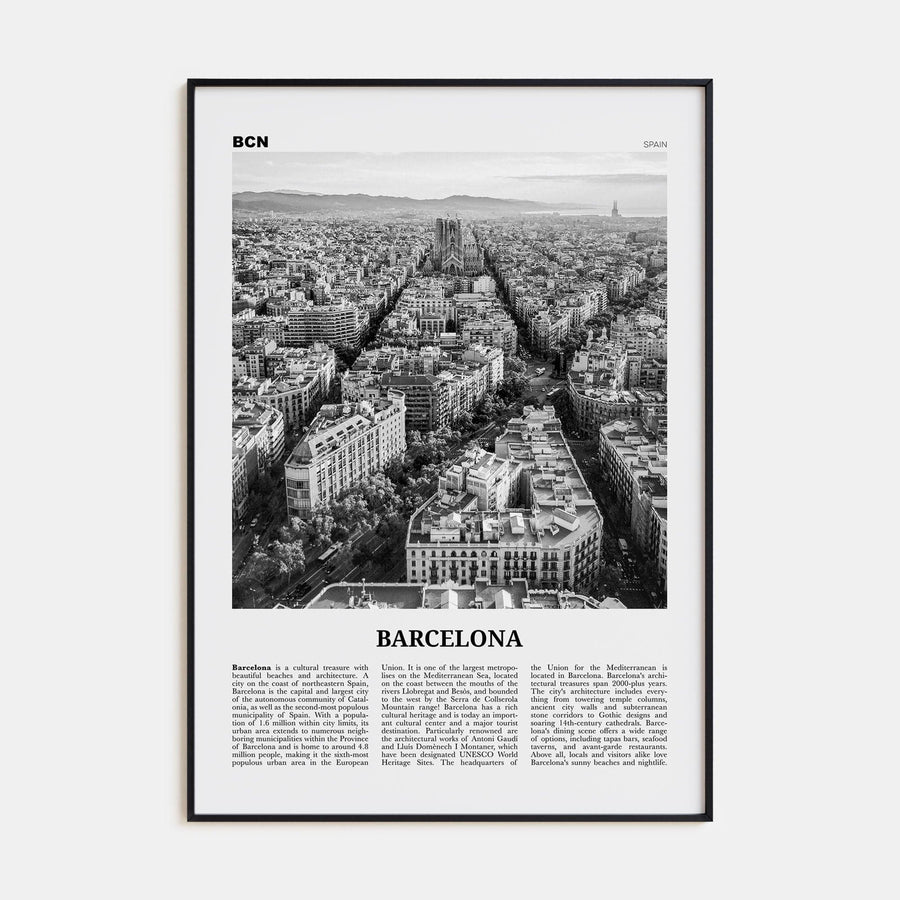 Barcelona No 1 Poster None / 8x12 in Nbourhood Travel B&W Poster