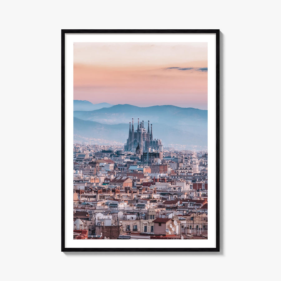 Barcelona no. 3 colorful photo poster of Spain – vertical wall art, unframed print shown in interior mockup
