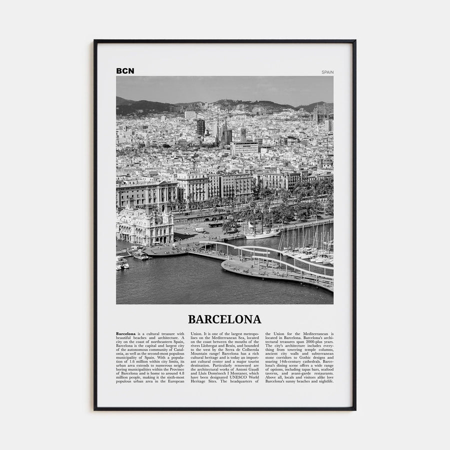 Barcelona No 3 Poster None / 8x12 in Nbourhood Travel B&W Poster