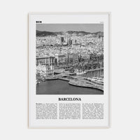 Barcelona No 3 Poster White Wood / 8x12 in Nbourhood Travel B&W Poster