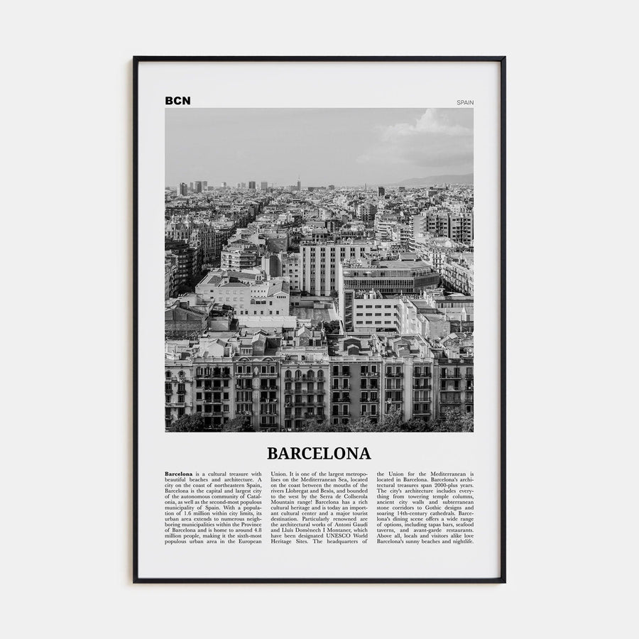 Barcelona No 4 Poster None / 8x12 in Nbourhood Travel B&W Poster