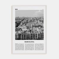 Barcelona No 4 Poster White Wood / 8x12 in Nbourhood Travel B&W Poster