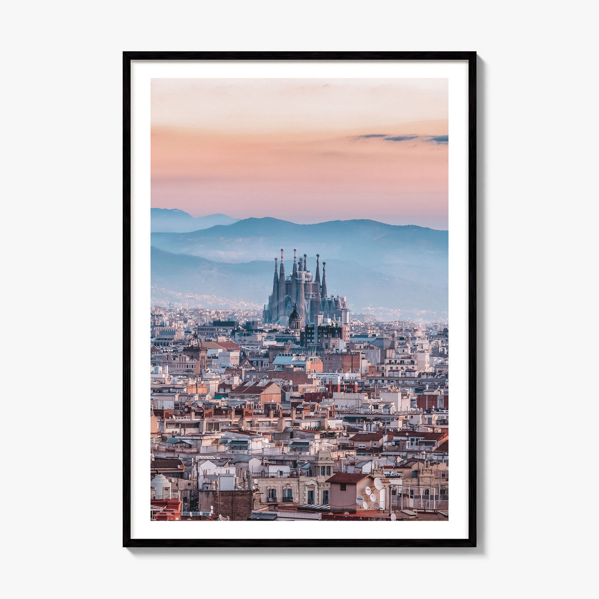 Barcelona Photo No 3 Poster, framed poster mockup, white border