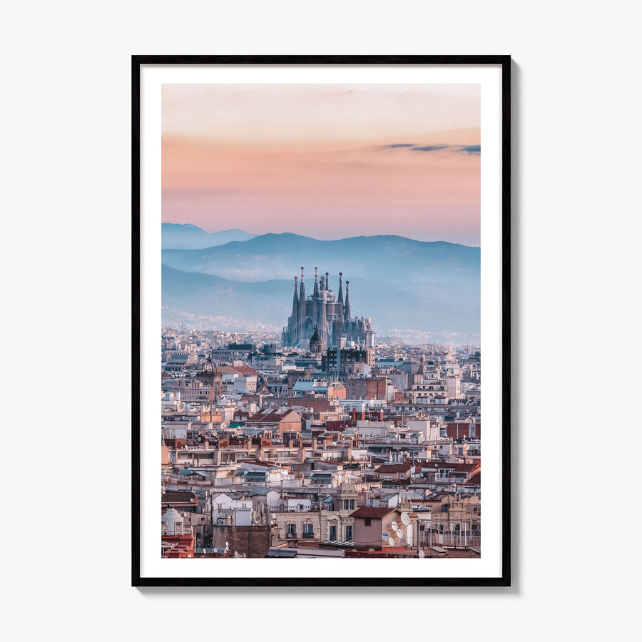 Barcelona Photo No 3 Poster, framed poster mockup, white border