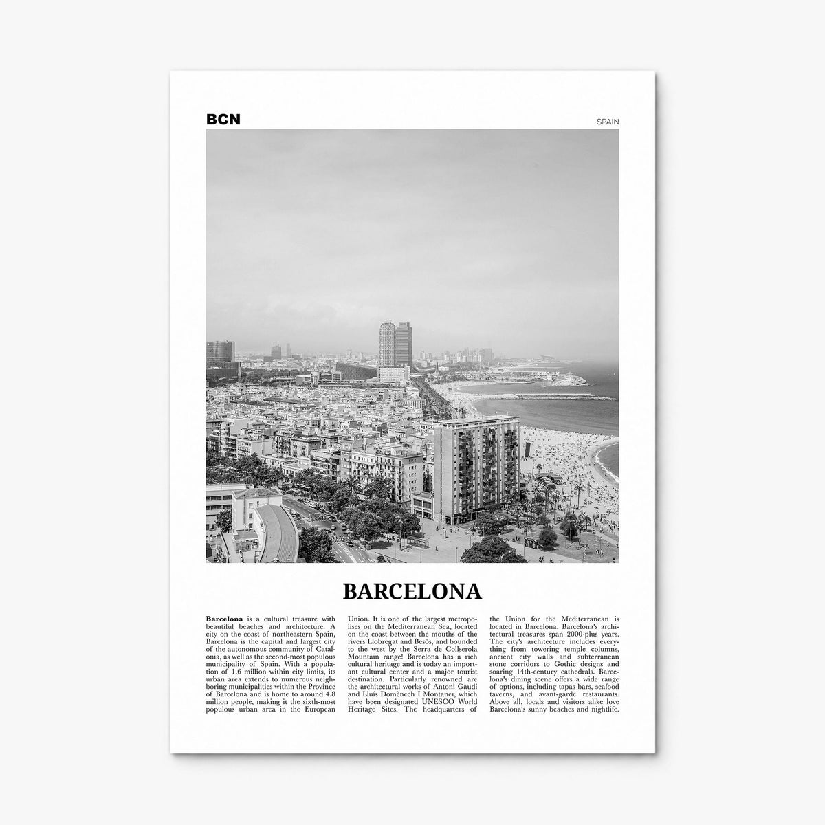 Barcelona Newspaper No 2 Poster, print only (unframed)