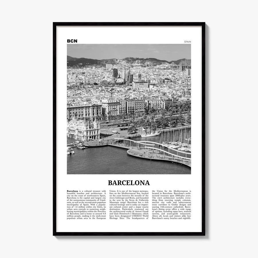 Barcelona Newspaper No 3 Poster, framed poster mockup