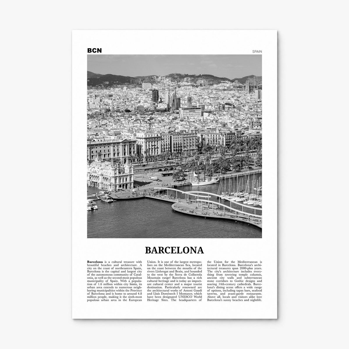 Barcelona Newspaper No 3 Poster, print only (unframed)
