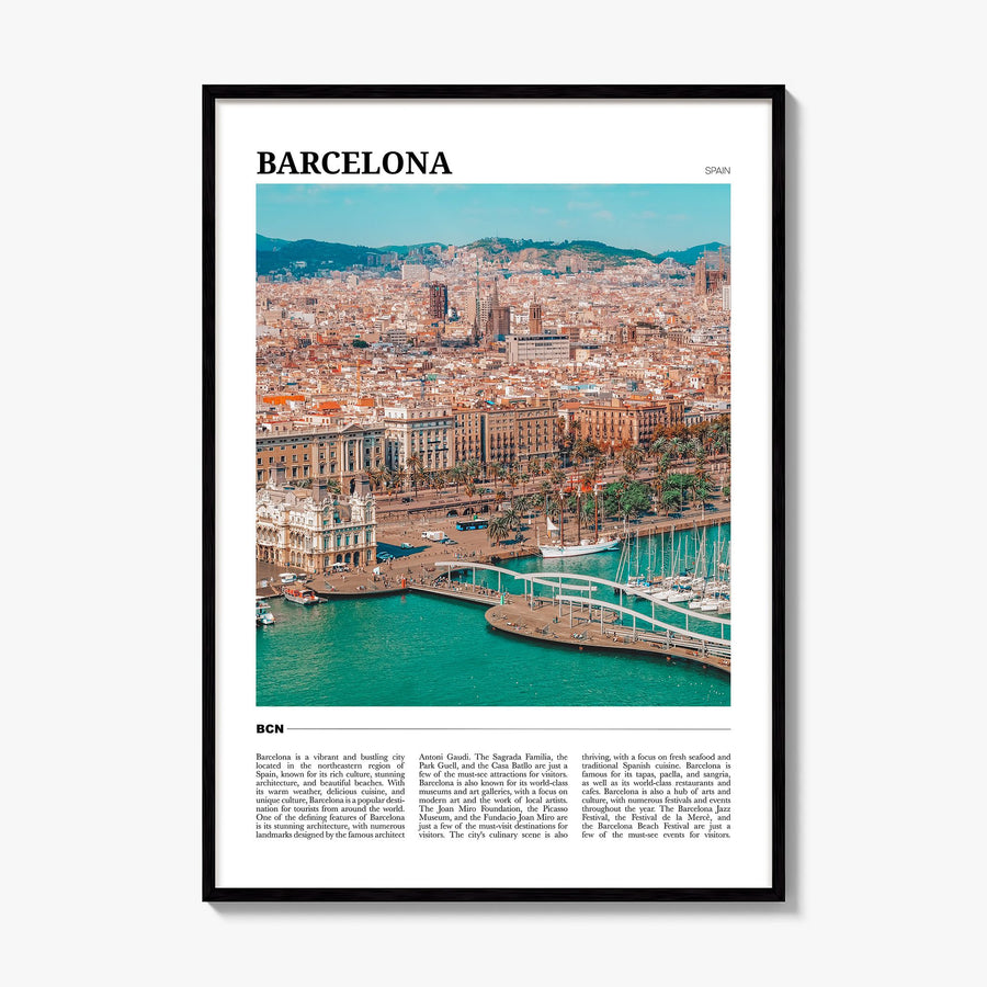 Barcelona Travel Poster, framed poster mockup