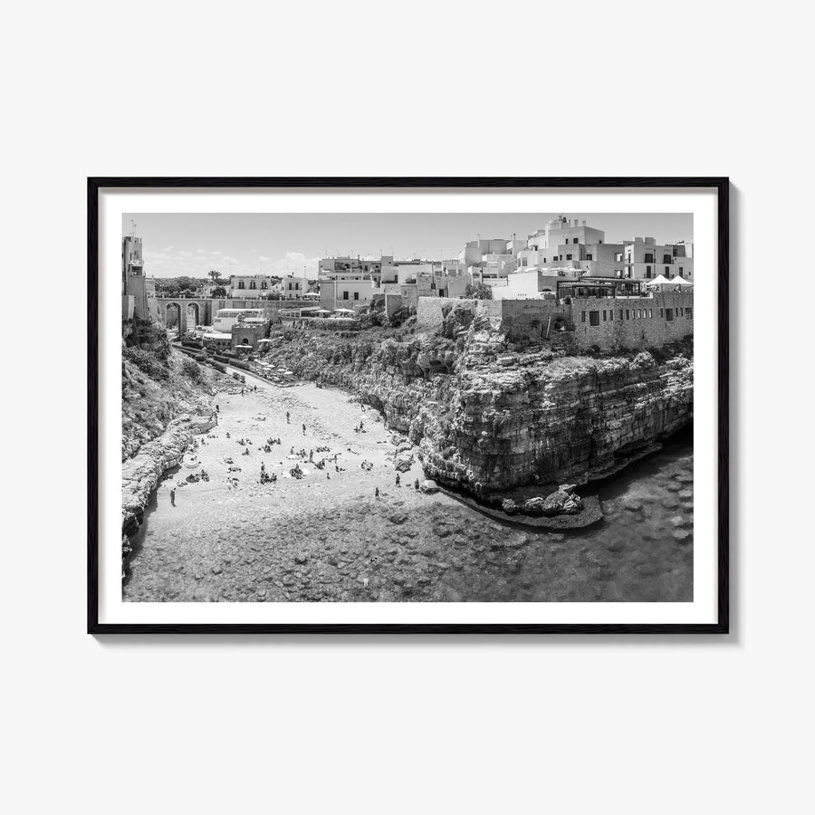 Bari black & white photo poster of Italy – horizontal wall art, unframed print shown in interior mockup