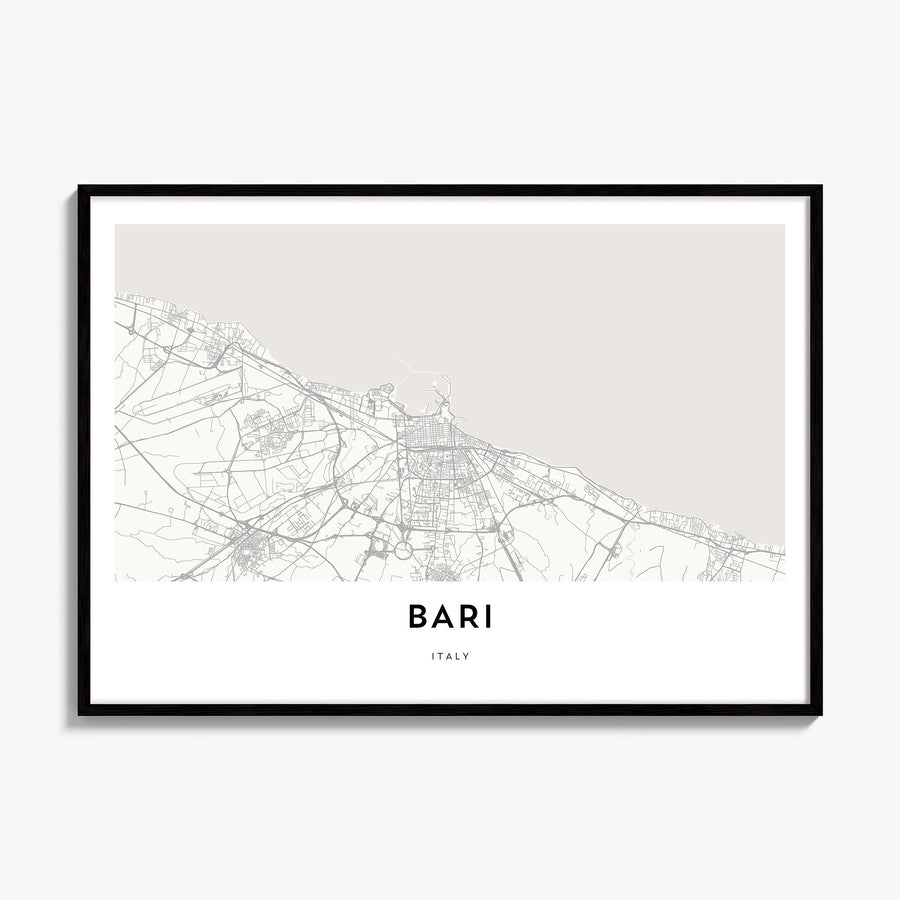 Bari Map Poster, framed poster mockup