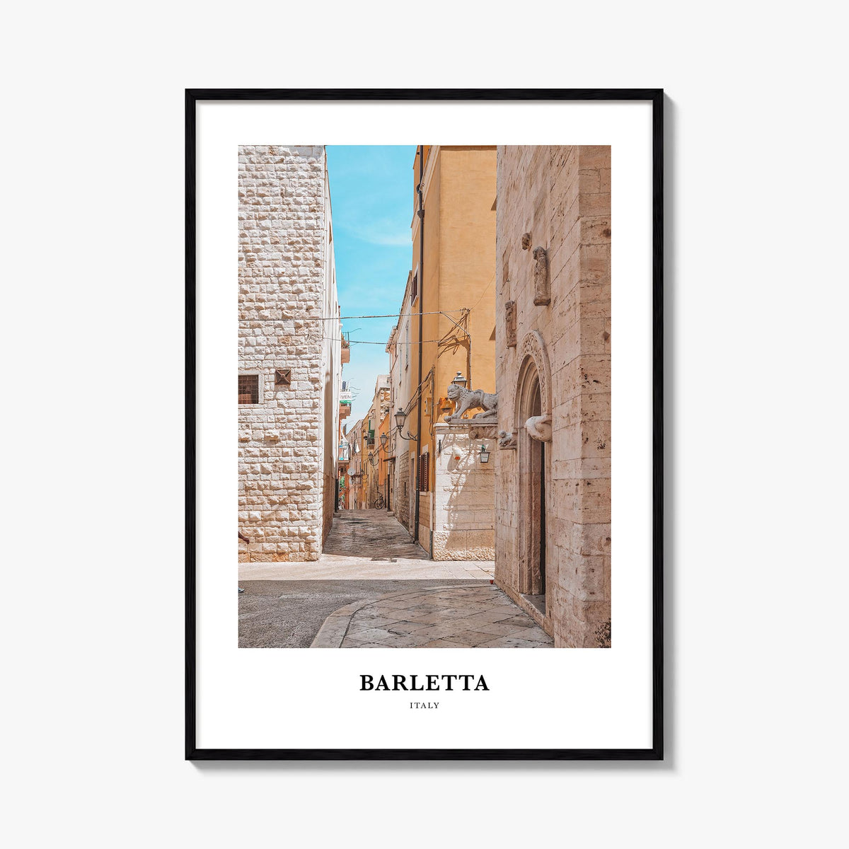 Barletta colorful classic poster of Italy – vertical wall art, unframed print shown in interior mockup