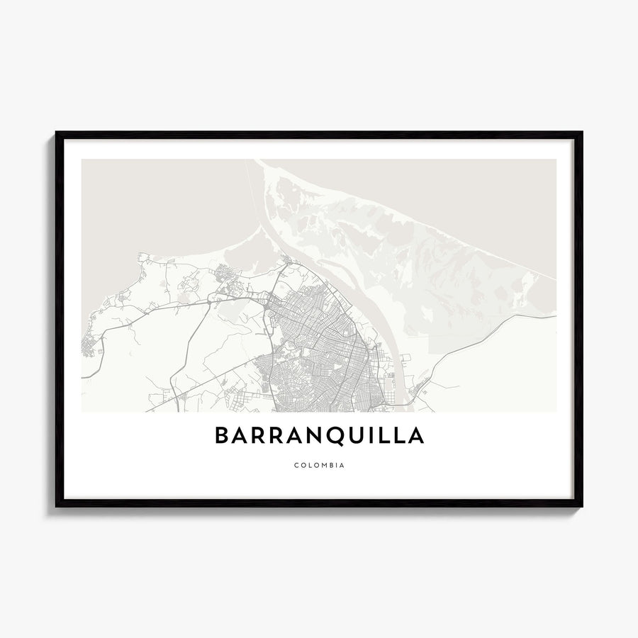 Barranquilla Map Poster, framed poster mockup