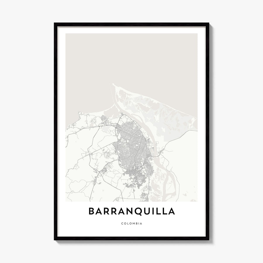 Barranquilla Map Poster, framed poster mockup