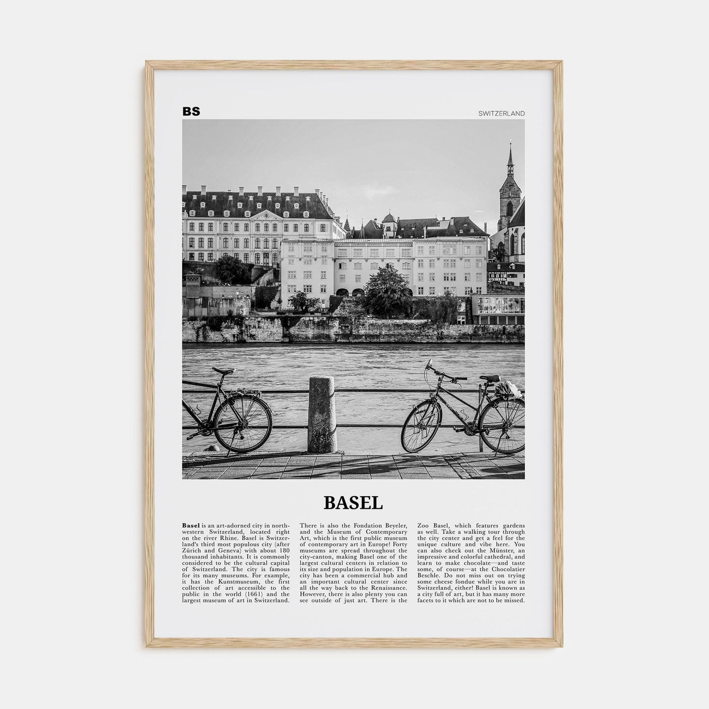 Basel No 1 Poster Natural Wood / 8x12 in Nbourhood Travel B&W Poster