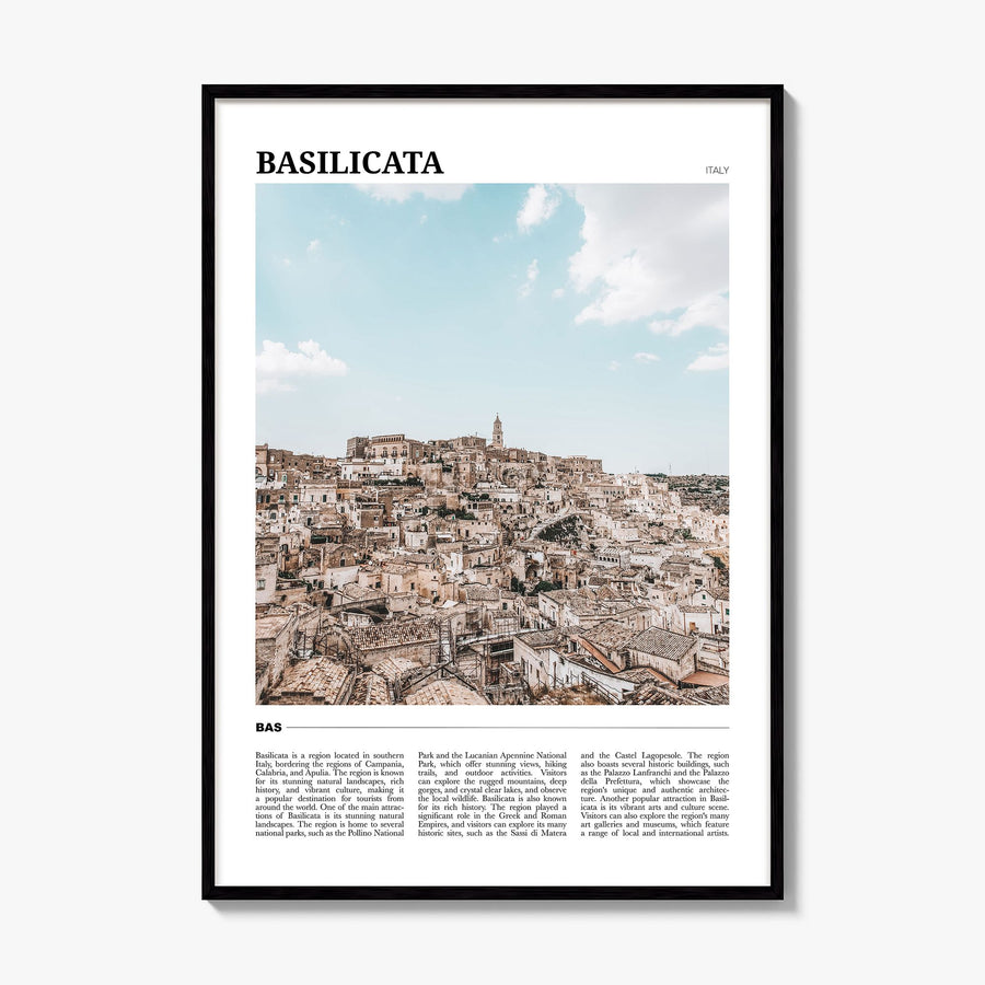 Basilicata Travel Poster, framed poster mockup