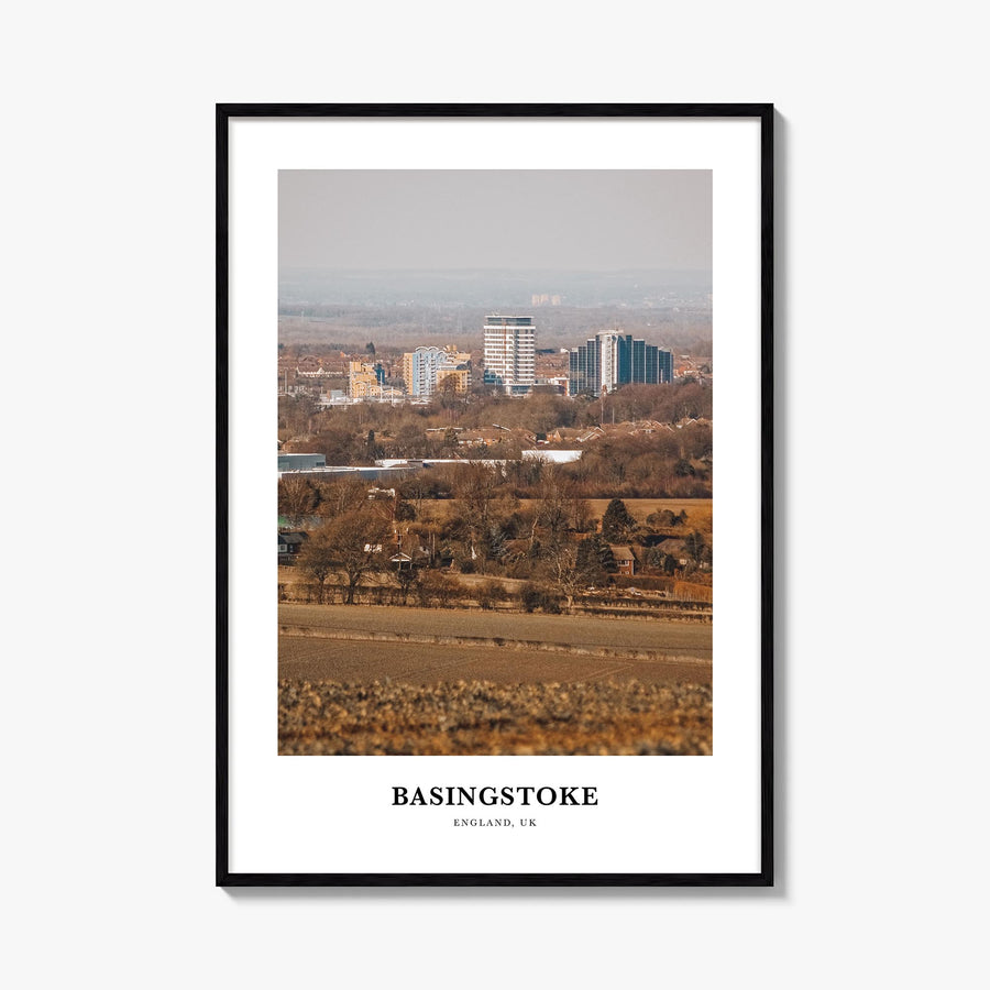 Basingstoke colorful classic poster of United Kingdom – vertical wall art, unframed print shown in interior mockup