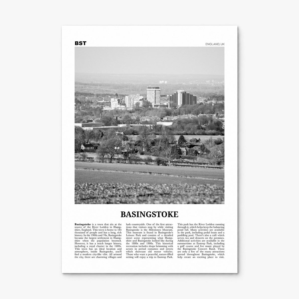 Basingstoke Newspaper Poster, print only (unframed)
