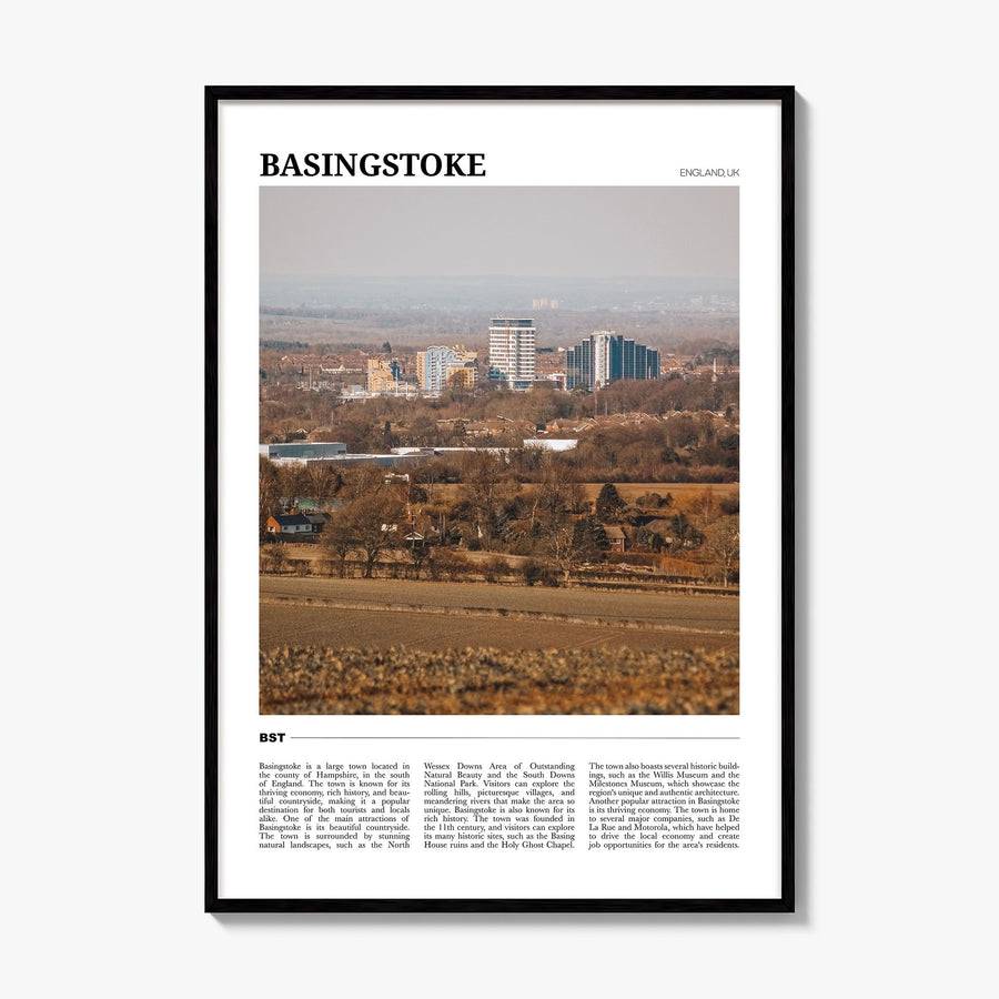 Basingstoke Travel Poster, framed poster mockup