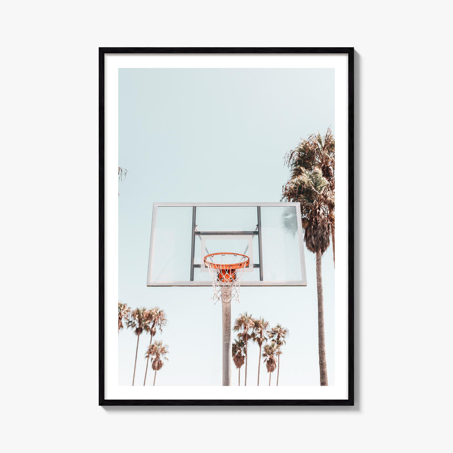 Basketball Court no. 2 colorful photo poster – vertical wall art, unframed print shown in interior mockup