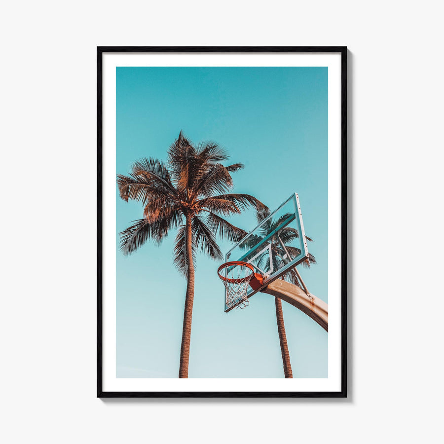Basketball Court no. 4 colorful photo poster – vertical wall art, unframed print shown in interior mockup