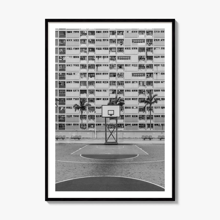Basketball Court Photo No 1 Poster, framed poster mockup, white border