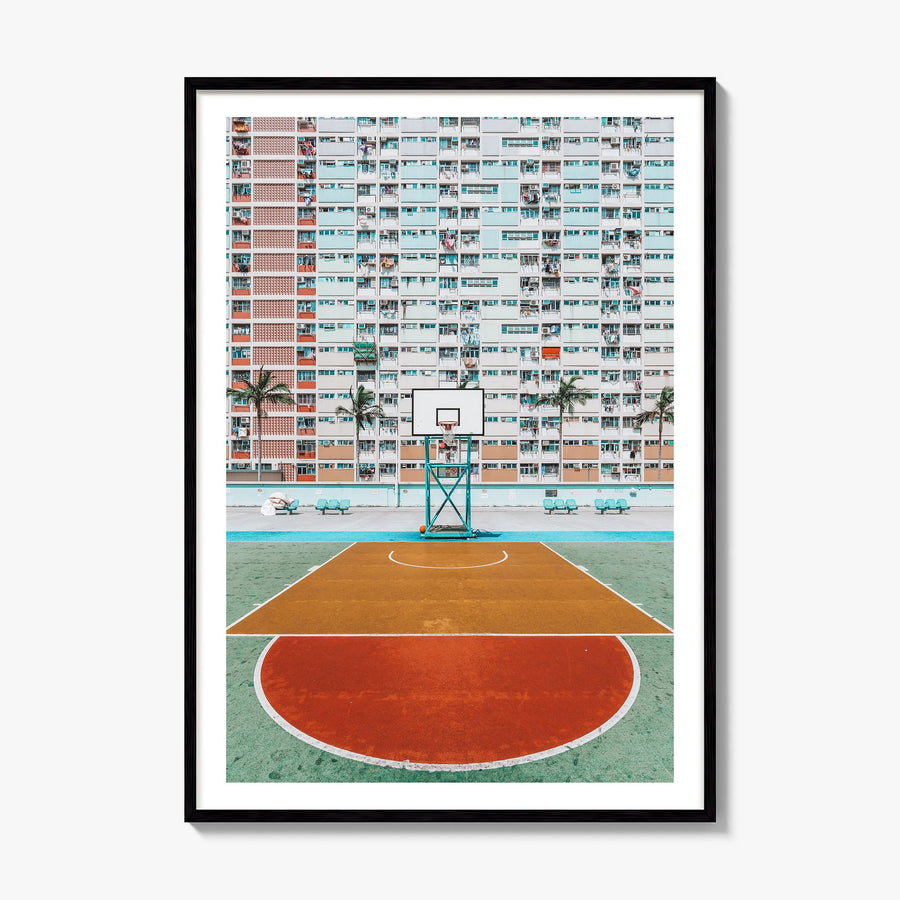 Basketball Court Photo No 1 Poster, framed poster mockup, white border