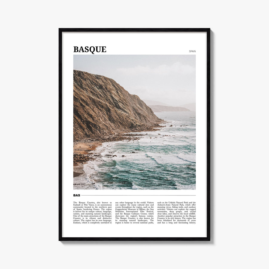 Basque Country no. 2 colorful travel poster of Spain – vertical wall art, unframed print shown in interior mockup