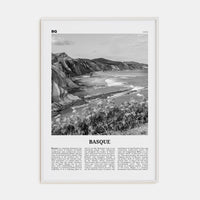 Basque Country Poster White Wood / 8x12 in Nbourhood Travel B&W Poster