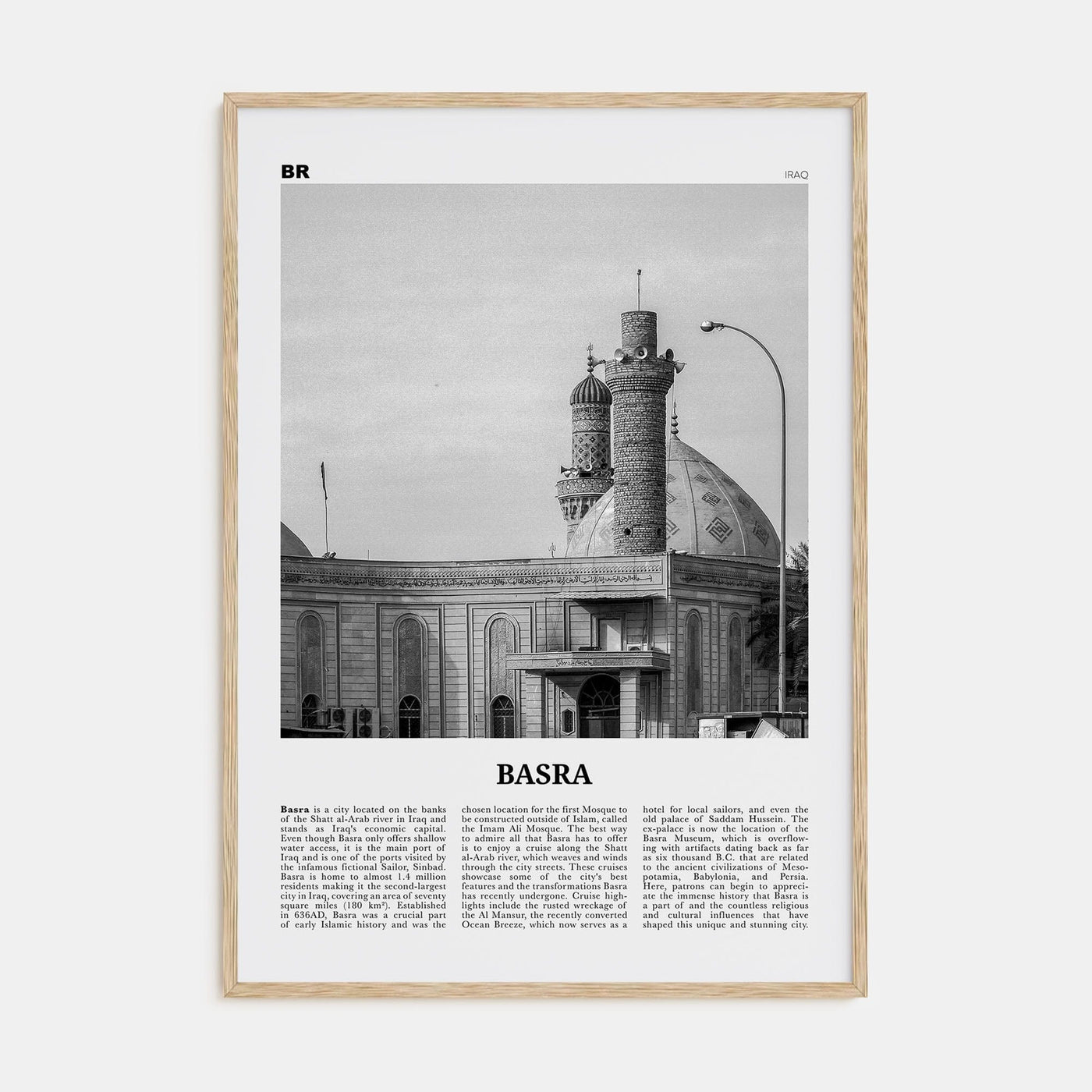 Basra Poster Natural Wood / 8x12 in Nbourhood Travel B&W Poster